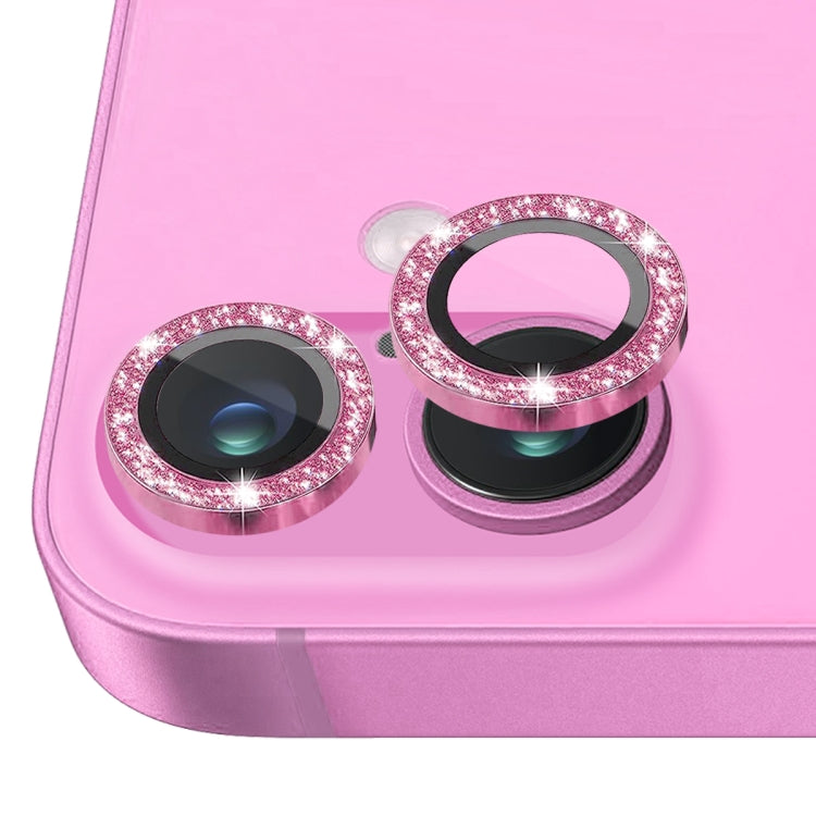 For iPhone 16 / 16 Plus NORTHJO Glitter Camera Lens Protector Tempered Glass Metal Ring Film(Rose) - iPhone 16 Tempered Glass by NORTHJO | Online Shopping South Africa | PMC Jewellery | Buy Now Pay Later Mobicred