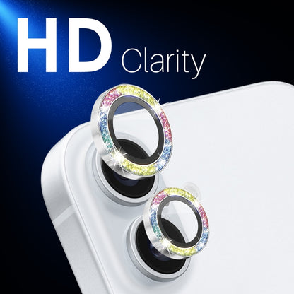 For iPhone 16 / 16 Plus NORTHJO Glitter Camera Lens Protector Tempered Glass Metal Ring Film(Colorful) - iPhone 16 Tempered Glass by NORTHJO | Online Shopping South Africa | PMC Jewellery | Buy Now Pay Later Mobicred