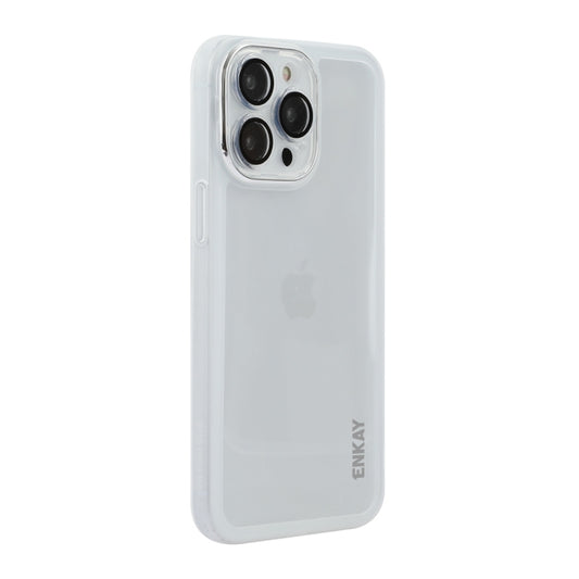 For iPhone 16 Pro Max ENKAY Hat-Prince Translucent Matte TPU Phone Case with Lens Film(White) - iPhone 16 Pro Max Cases by ENKAY | Online Shopping South Africa | PMC Jewellery | Buy Now Pay Later Mobicred