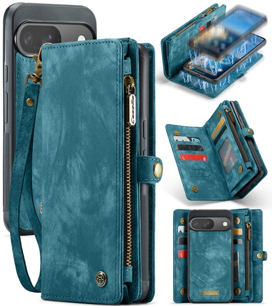 For Google Pixel 9 / 9 Pro CaseMe 008 Detachable Multifunctional Leather Phone Case(Blue) - Google Cases by CaseMe | Online Shopping South Africa | PMC Jewellery | Buy Now Pay Later Mobicred