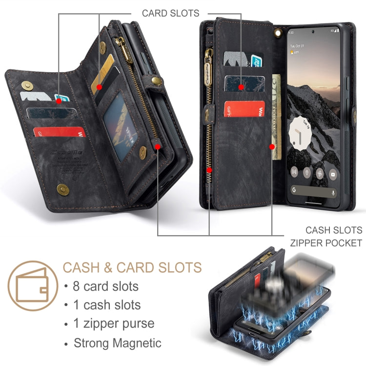 For Google Pixel 9 / 9 Pro CaseMe 008 Detachable Multifunctional Leather Phone Case(Black) - free shipping - PMC Jewellery - Order now!