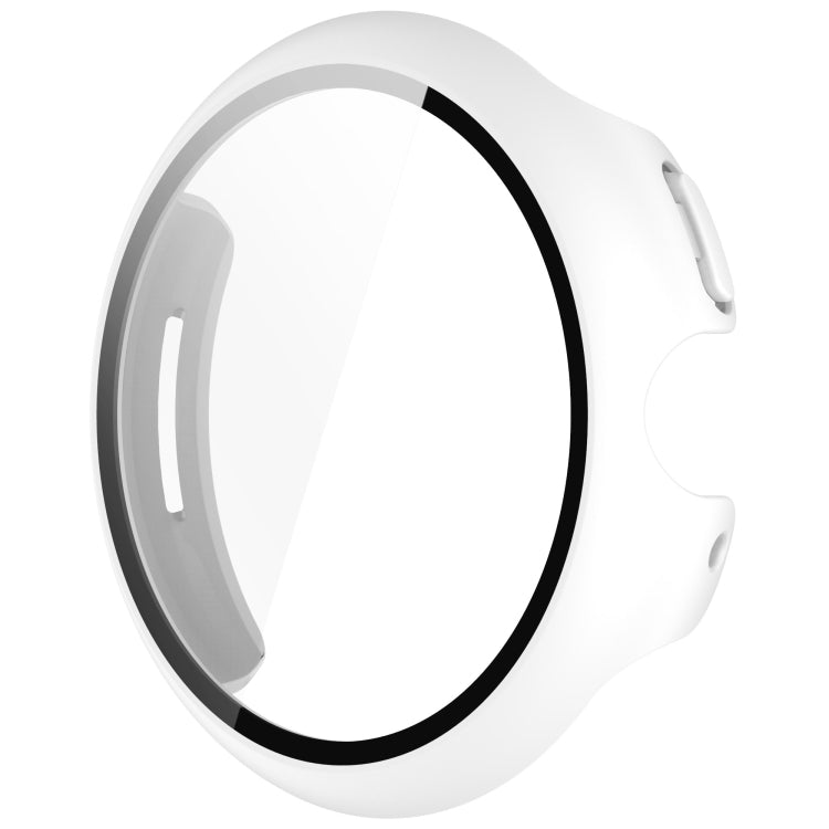For Google Pixel Watch 3 45mm PC + Tempered Film Integrated Watch Protective Case(White) - Watch Cases by PMC TechLife | Online Shopping South Africa | PMC TechLife | Buy Now Pay Later Mobicred