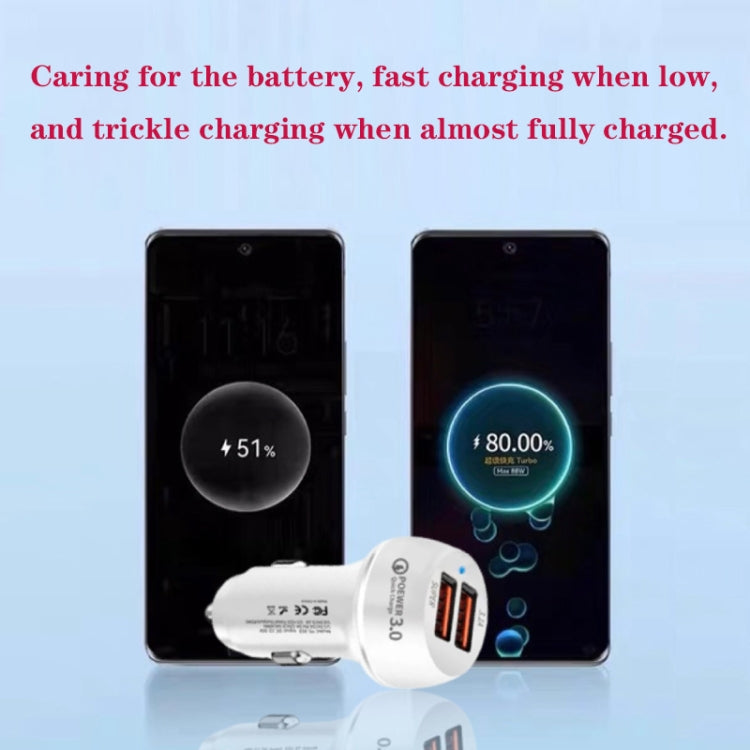 45W USB QC3.0 30W + USB 2.0 Fully Compatible Car Charger(White) - Car Charger by PMC Jewellery | Online Shopping South Africa | PMC Jewellery | Buy Now Pay Later Mobicred