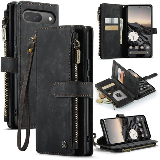 For Google Pixel 9 / 9 Pro CaseMe C30 Card Slots Zipper Wallet Leather Phone Case(Black) - Google Cases by CaseMe | Online Shopping South Africa | PMC Jewellery | Buy Now Pay Later Mobicred