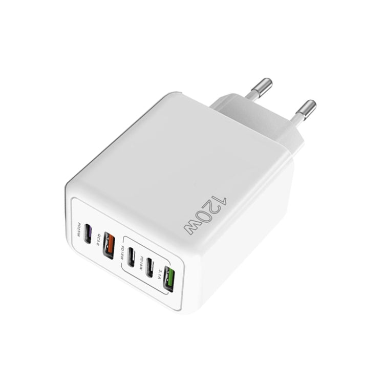 120W 3 PD Type-C Dual USB Multi Port Charger for Mobile Phones, EU Plug(WHite) - USB Charger by PMC Jewellery | Online Shopping South Africa | PMC Jewellery | Buy Now Pay Later Mobicred