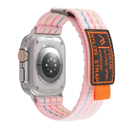 For Apple Watch Ultra 2 49mm Two Sections Nylon Hook and Loop Fastener Watch Band(Sakura Pink) - Watch Bands by PMC Jewellery | Online Shopping South Africa | PMC Jewellery | Buy Now Pay Later Mobicred