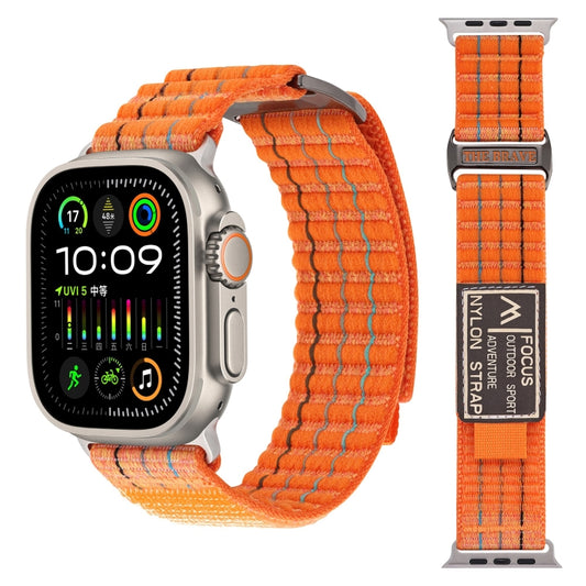 For Apple Watch Ultra 49mm Two Sections Nylon Hook and Loop Fastener Watch Band(Vibrant Orange) - Watch Bands by PMC Jewellery | Online Shopping South Africa | PMC Jewellery | Buy Now Pay Later Mobicred