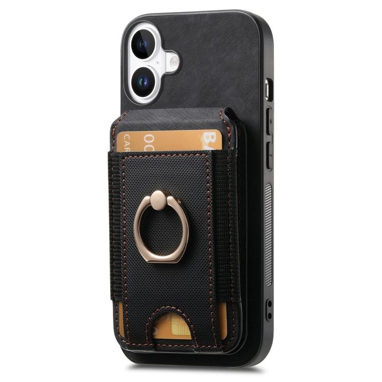 For iPhone 16 Retro Splitable Magnetic Stand Card Bag Leather Phone Case(Black) - iPhone 16 Cases by PMC Jewellery | Online Shopping South Africa | PMC Jewellery | Buy Now Pay Later Mobicred