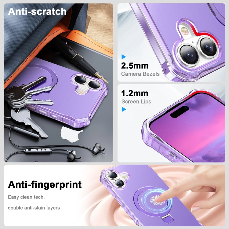 For iPhone 16 Plus Solid Color Wave MagSafe Holder Phone Case(Purple) - free shipping - PMC Jewellery - Order now!