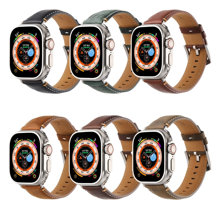 Stitched Genuine Leather Watch Band For Apple Watch 46mm / 49mm / 45mm / 44mm(Pull Up Leather Brown) - Watch Bands by PMC TechLife | Online Shopping South Africa | PMC TechLife | Buy Now Pay Later Mobicred