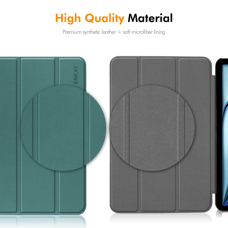For Xiaomi Pad 7 / 7 Pro 11.2 ENKAY Tri-fold Custer Texture Leather Smart Tablet Case(Dark Green) - free shipping - PMc TechLife - Order now!