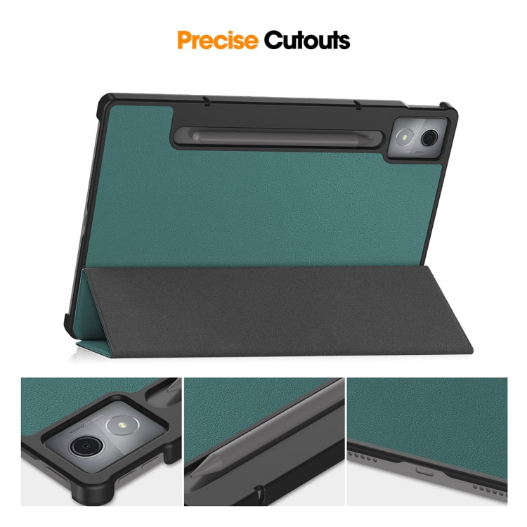 For Lenovo Xiaoxin Pad Pro 12.7 2025 ENKAY Tri-fold Custer Texture Platic Leather Smart Tablet Case(Red) - free shipping - PMC TechLife - Order now!