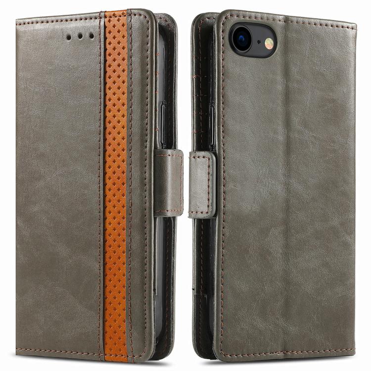 For iPhone 16e CaseNeo Splicing Dual Magnetic Buckle Leather Phone Case(Gray) - iPhone 16e Cases by PMC TechLife | Online Shopping South Africa | PMC TechLife | Buy Now Pay Later Mobicred