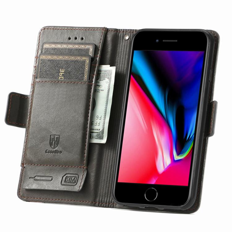 For iPhone 16e CaseNeo Splicing Dual Magnetic Buckle Leather Phone Case(Gray) - iPhone 16e Cases by PMC TechLife | Online Shopping South Africa | PMC TechLife | Buy Now Pay Later Mobicred