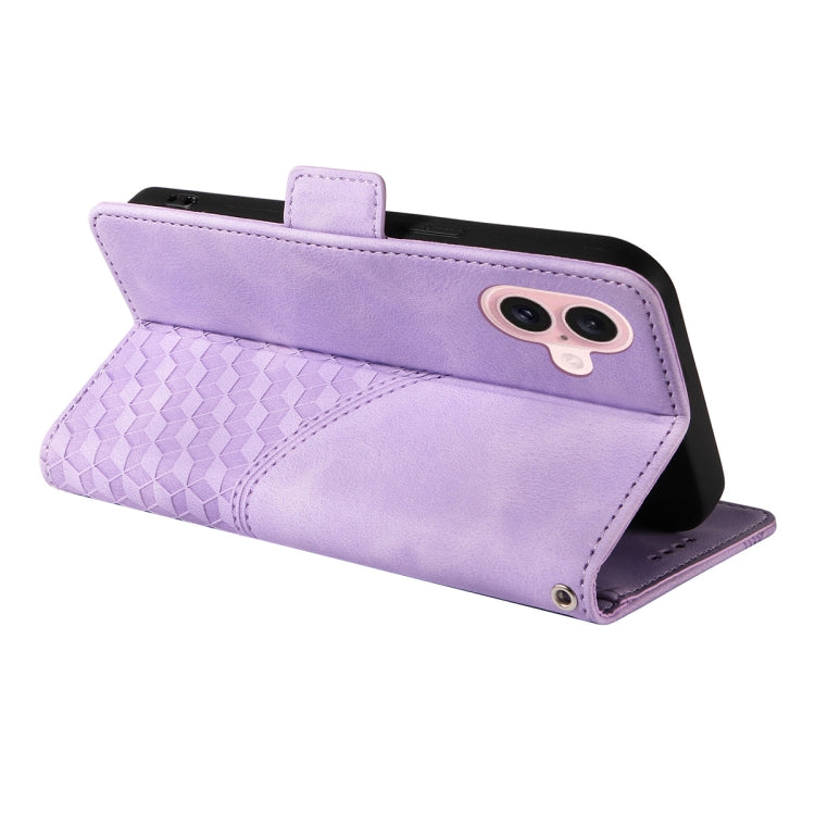 For iPhone 16 ENKAY Embossed Rhombus Starry Leather Phone Case with Screen Film(Green) - free shipping - PMC Jewellery - Order now!