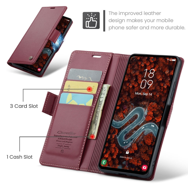 For Samsung Galaxy S24 FE 5G CaseMe 023 Butterfly Buckle Litchi Texture RFID Anti-theft Leather Phone Case(Red) - Galaxy S24 FE 5G Cases by CaseMe | Online Shopping South Africa | PMC Jewellery | Buy Now Pay Later Mobicred