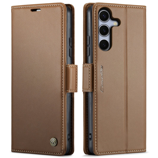 For Samsung Galaxy S25 5G CaseMe 023 Butterfly Buckle Litchi Texture RFID Anti-theft Leather Phone Case(Brown) - Galaxy S25 5G Cases by CaseMe | Online Shopping South Africa | PMC Jewellery | Buy Now Pay Later Mobicred