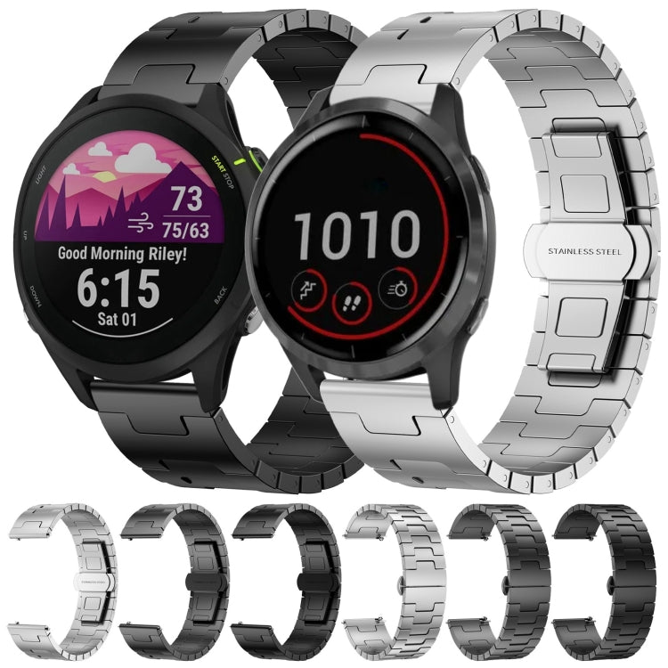 For Garmin Forerunner 265 Titanium Alloy 22mm Metal Watch Band(Black) - Watch Bands by PMc TechLife | Online Shopping South Africa | PMc TechLife | Buy Now Pay Later Mobicred