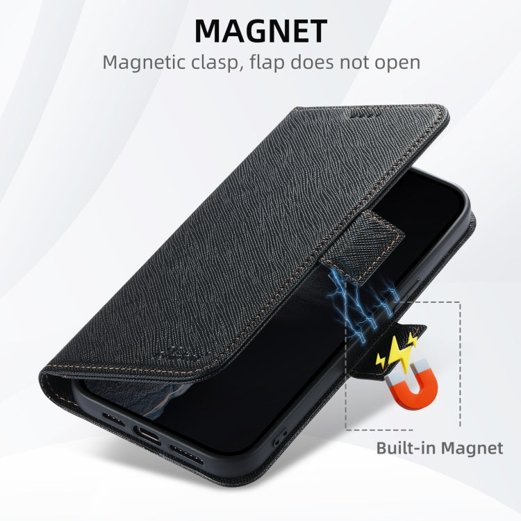 For iPhone 16 Pro Max Suteni J08 Multifunctional Cross Texture MagSafe Leather Phone Case(Black) - iPhone 16 Pro Max Cases by Suteni | Online Shopping South Africa | PMC Jewellery | Buy Now Pay Later Mobicred