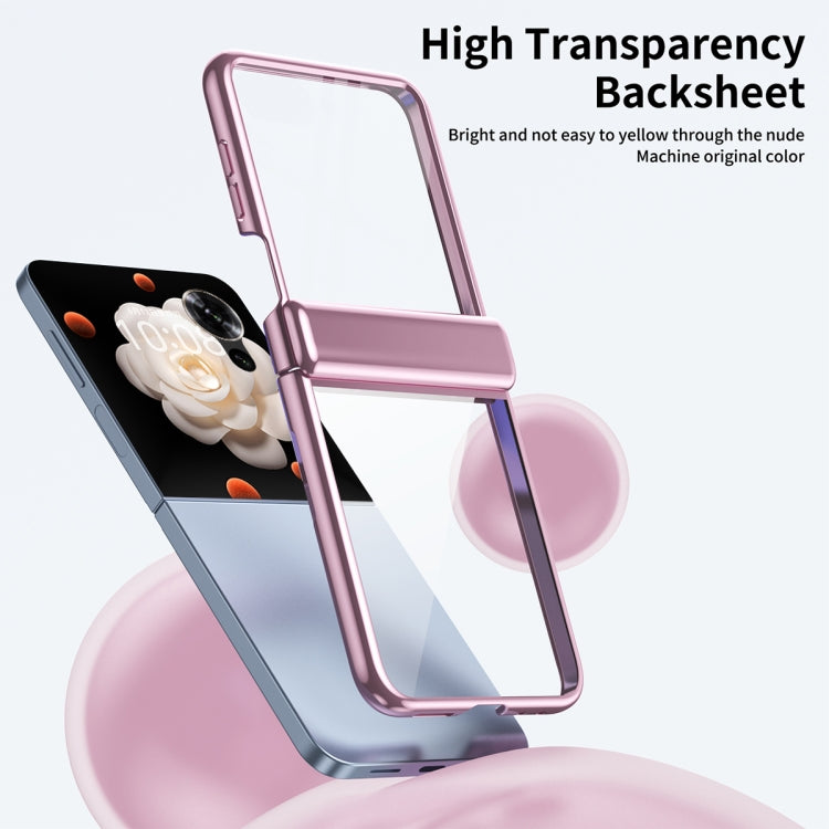For Honor Magic V Flip Plating Transparent Folding Hinged Phone Case(Pink) - Honor Cases by PMC TechLife | Online Shopping South Africa | PMC TechLife | Buy Now Pay Later Mobicred