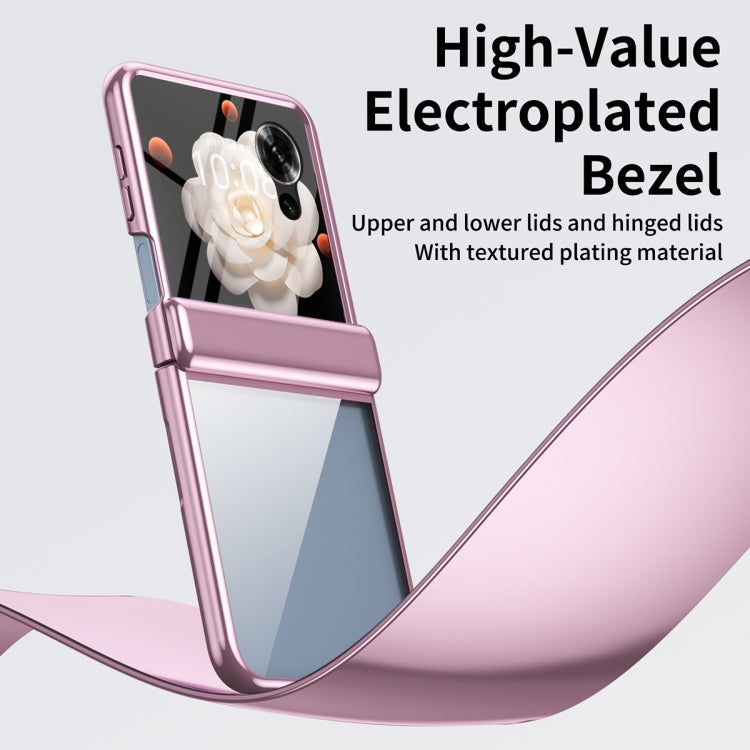 For Honor Magic V Flip Plating Transparent Folding Hinged Phone Case(Pink) - Honor Cases by PMC TechLife | Online Shopping South Africa | PMC TechLife | Buy Now Pay Later Mobicred