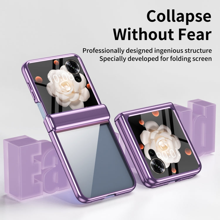 For Honor Magic V Flip Plating Transparent Folding Hinged Phone Case(Purple) - Honor Cases by PMC TechLife | Online Shopping South Africa | PMC TechLife | Buy Now Pay Later Mobicred