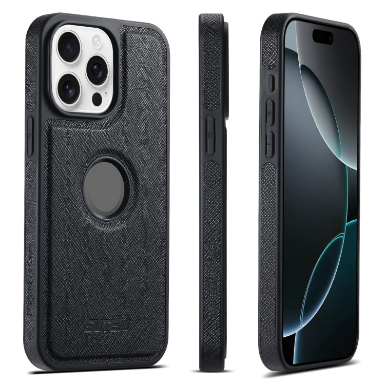 For iPhone 16 Pro Max Suteni G1 Cross Texture MagSafe Phone Case(Black) - free shipping - PMC Jewellery - Order now!