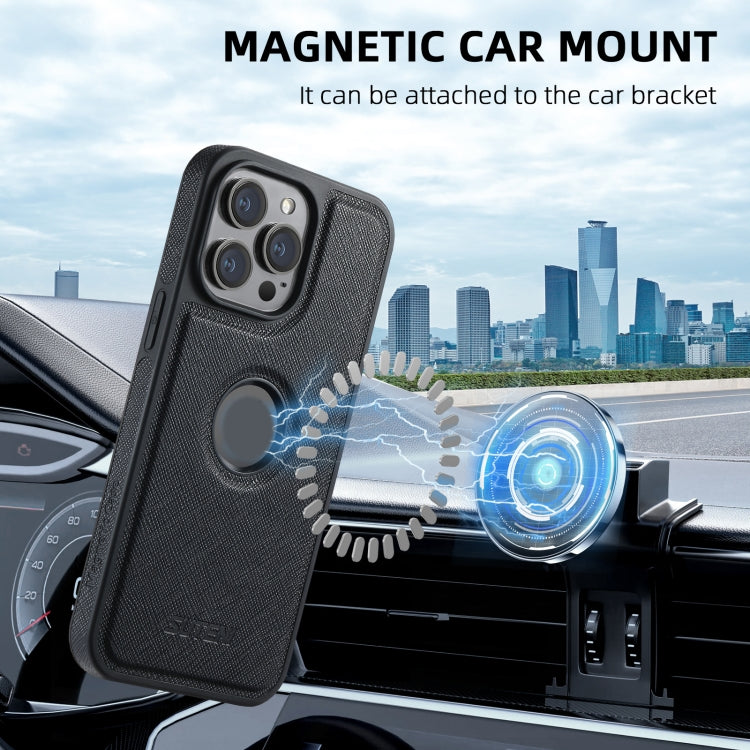 For iPhone 16 Pro Max Suteni G1 Cross Texture MagSafe Phone Case(Black) - free shipping - PMC Jewellery - Order now!