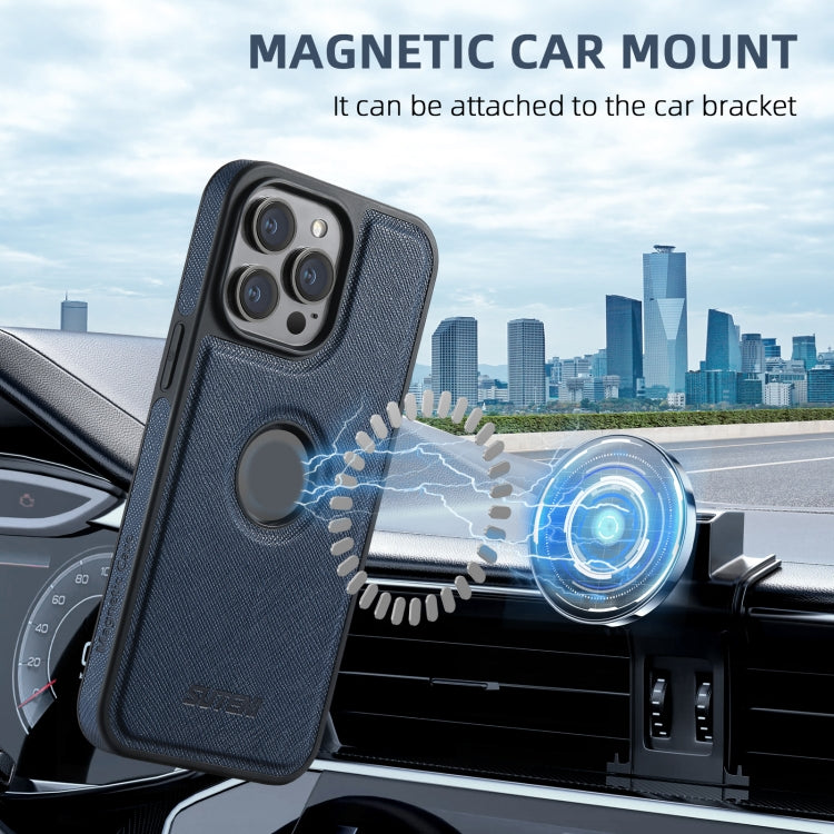 For iPhone 16 Pro Max Suteni G1 Cross Texture MagSafe Phone Case(Blue) - free shipping - PMC Jewellery - Order now!