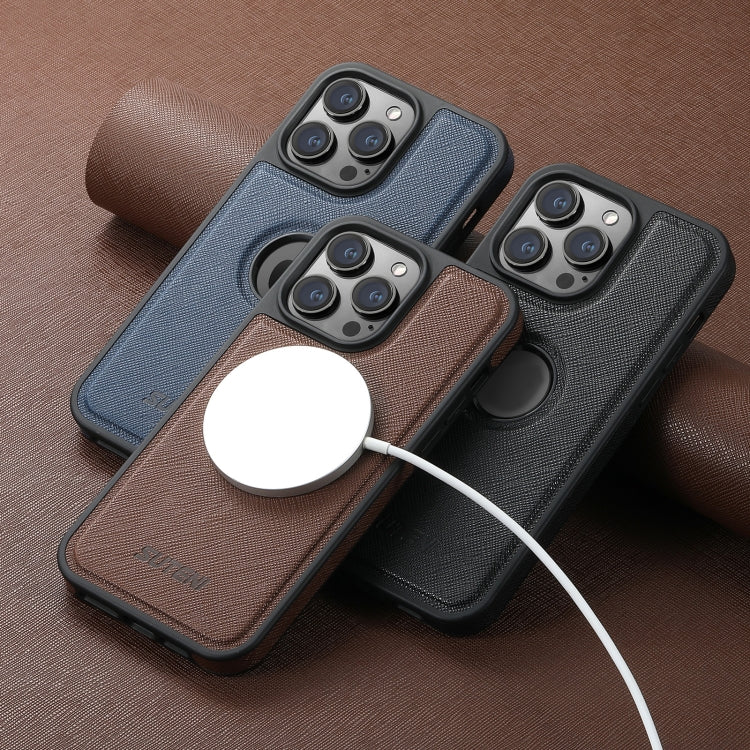 For iPhone 16 Suteni G1 Cross Texture MagSafe Phone Case(Black) - free shipping - PMC Jewellery - Order now!