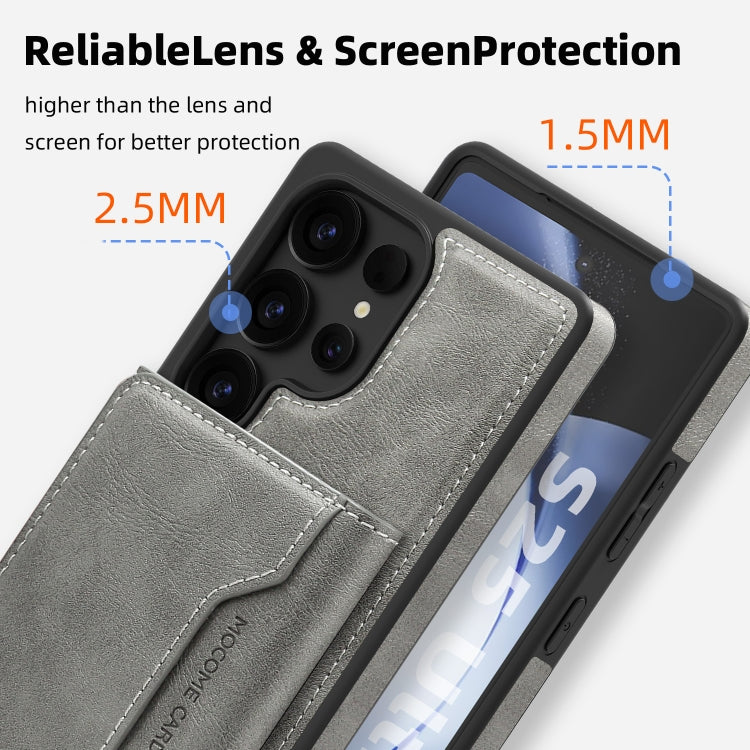 For Samsung Galaxy S25 5G Shield Multi-functional MagSafe Card Bag Phone Case(Grey) - Galaxy S25 5G Cases by PMC Jewellery | Online Shopping South Africa | PMC Jewellery | Buy Now Pay Later Mobicred