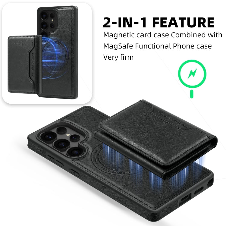 For Samsung Galaxy S25+ 5G Shield Multi-functional MagSafe Card Bag Phone Case(Black) - Galaxy S25+ 5G Cases by PMC Jewellery | Online Shopping South Africa | PMC Jewellery | Buy Now Pay Later Mobicred