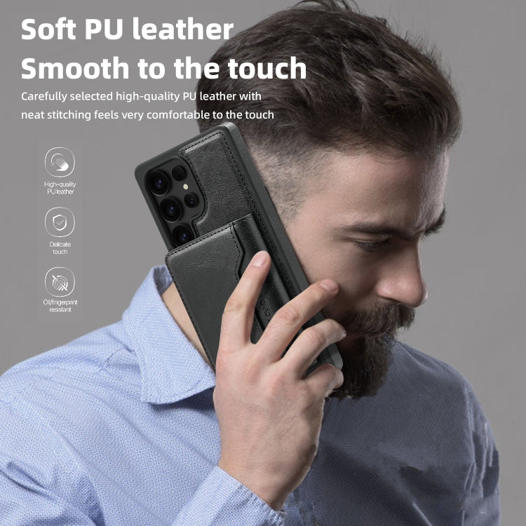 For Samsung Galaxy S25+ 5G Shield Multi-functional MagSafe Card Bag Phone Case(Black) - Galaxy S25+ 5G Cases by PMC Jewellery | Online Shopping South Africa | PMC Jewellery | Buy Now Pay Later Mobicred