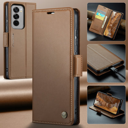 For OPPO Reno12 Pro 5G Global CaseMe 023 Butterfly Buckle Litchi Texture RFID Anti-theft Leather Phone Case(Brown) - Reno12 Pro Cases by CaseMe | Online Shopping South Africa | PMC Jewellery | Buy Now Pay Later Mobicred