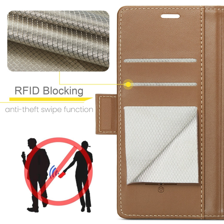 For OPPO Reno12 Pro 5G Global CaseMe 023 Butterfly Buckle Litchi Texture RFID Anti-theft Leather Phone Case(Brown) - Reno12 Pro Cases by CaseMe | Online Shopping South Africa | PMC Jewellery | Buy Now Pay Later Mobicred