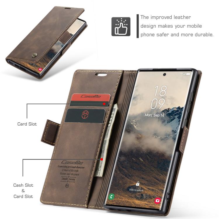 For Samsung Galaxy S25 Ultra 5G CaseMe 013 Multifunctional Horizontal Flip Leather Phone Case(Coffee) - Galaxy S25 Ultra 5G Cases by CaseMe | Online Shopping South Africa | PMC Jewellery | Buy Now Pay Later Mobicred