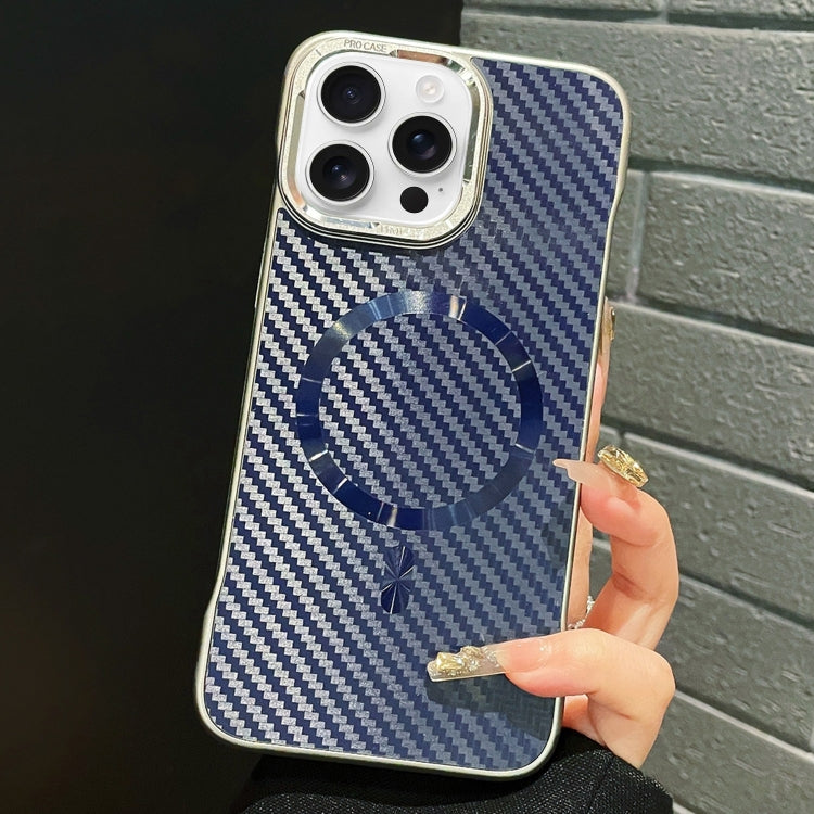 For iPhone 15 Pro AG Carbon Fiber Frameless MagSafe Phone Case(Blue) - iPhone 15 Pro Cases by PMc TechLife | Online Shopping South Africa | PMc TechLife | Buy Now Pay Later Mobicred