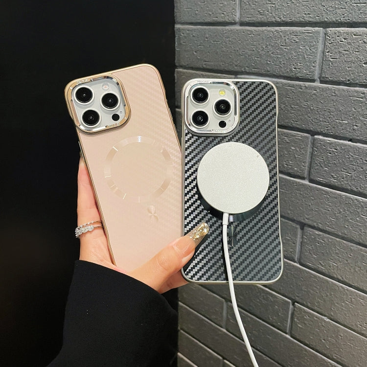 For iPhone 14 AG Carbon Fiber Frameless MagSafe Phone Case(Pink) - iPhone 14 Cases by PMc TechLife | Online Shopping South Africa | PMc TechLife | Buy Now Pay Later Mobicred
