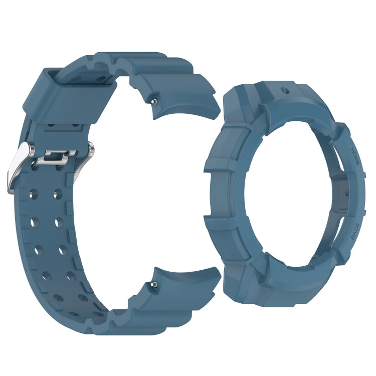 For Samsung Galaxy Watch 7 40mm Armor Silicone Watch Band with Watch Case Set(Blue) - Watch Bands by PMC Jewellery | Online Shopping South Africa | PMC Jewellery | Buy Now Pay Later Mobicred