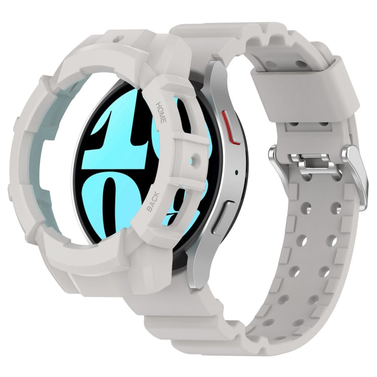 For Samsung Galaxy Watch 7 40mm Armor Silicone Watch Band with Watch Case Set(Light Gray) - Watch Bands by PMC Jewellery | Online Shopping South Africa | PMC Jewellery | Buy Now Pay Later Mobicred