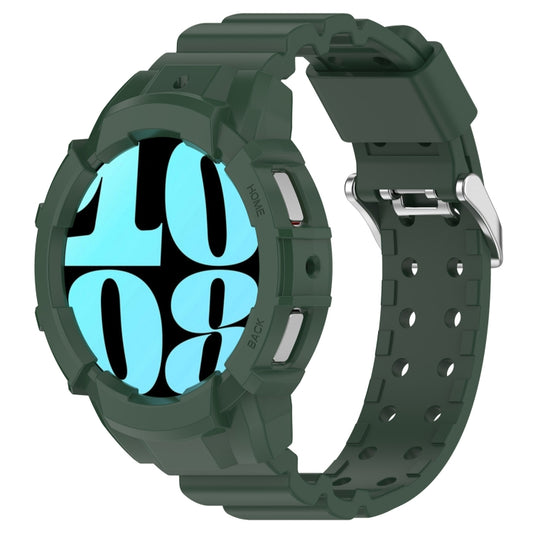 For Samsung Galaxy Watch 7 44mm Armor Silicone Watch Band with Watch Case Set(Green) - Watch Bands by PMC Jewellery | Online Shopping South Africa | PMC Jewellery | Buy Now Pay Later Mobicred