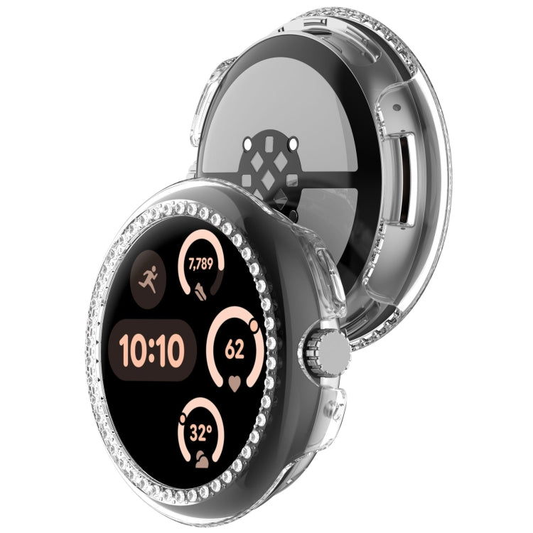 For Google Pixel Watch Diamond Electroplated PC Half Coverage Watch Protective Case(Transparent Color) - Watch Cases by PMC TechLife | Online Shopping South Africa | PMC TechLife | Buy Now Pay Later Mobicred