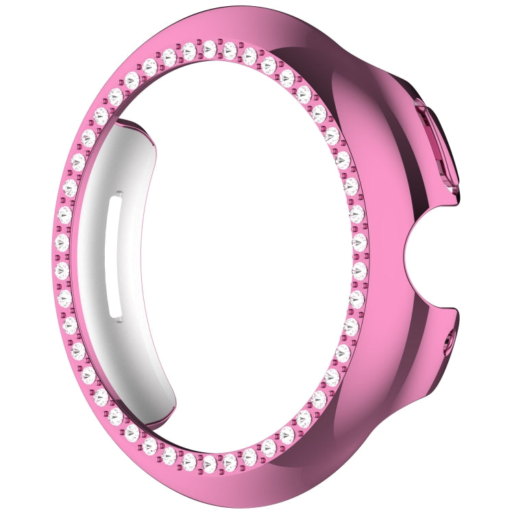 For Google Pixel Watch 3 45mm Diamond Electroplated PC Half Coverage Watch Protective Case(Pink) - Watch Cases by PMC TechLife | Online Shopping South Africa | PMC TechLife | Buy Now Pay Later Mobicred