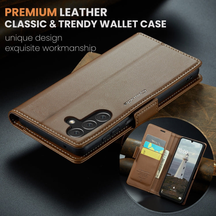 For Samsung Galaxy A16 5G CaseMe 023 Butterfly Buckle Litchi Texture RFID Anti-theft Leather Phone Case(Brown) - Galaxy Phone Cases by CaseMe | Online Shopping South Africa | PMC Jewellery | Buy Now Pay Later Mobicred