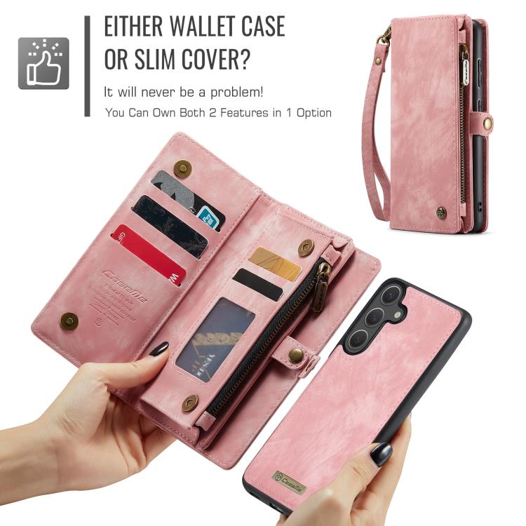 For Samsung Galaxy S25 5G CaseMe 008 Detachable Multifunctional Leather Phone Case(Pink) - Galaxy S25 5G Cases by CaseMe | Online Shopping South Africa | PMC Jewellery | Buy Now Pay Later Mobicred