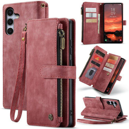 For Samsung Galaxy S25+ 5G CaseMe C30 Card Slots Zipper Wallet Leather Phone Case(Red) - Galaxy S25+ 5G Cases by CaseMe | Online Shopping South Africa | PMC Jewellery | Buy Now Pay Later Mobicred