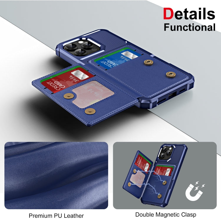 For iPhone 16 Pro ENKAY Hat-Prince Card Slot Wallet TPU Back Leather Phone Case with Lens Film(Cyan) - iPhone 16 Pro Max Cases by ENKAY | Online Shopping South Africa | PMC Jewellery | Buy Now Pay Later Mobicred