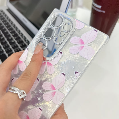 For Samsung Galaxy S25+ 5G Plating Texture Butterfly Wristband TPU Phone Case with Glitter Lens Film(Flowers Butterflies HU1) - Galaxy S25+ 5G Cases by PMC Jewellery | Online Shopping South Africa | PMC Jewellery | Buy Now Pay Later Mobicred