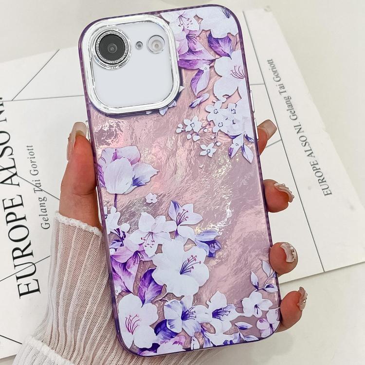 For iPhone 16e Electroplating Flowers Plants Texture TPU Phone Case(Azalea FL4) - iPhone 16e Cases by PMC TechLife | Online Shopping South Africa | PMC TechLife | Buy Now Pay Later Mobicred