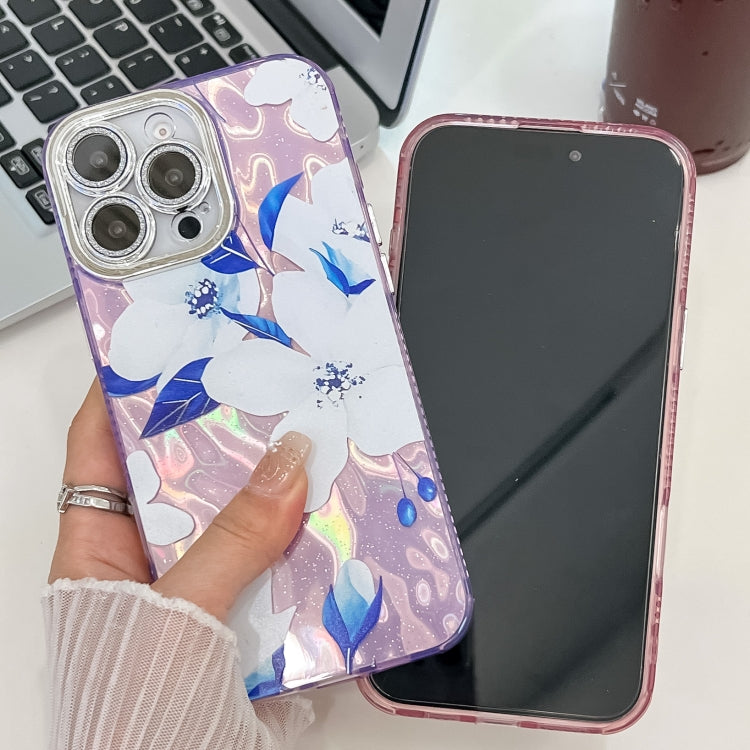 For iPhone 16e Electroplating Flowers Plants Texture TPU Phone Case(Lavender FL3) - iPhone 16e Cases by PMC TechLife | Online Shopping South Africa | PMC TechLife | Buy Now Pay Later Mobicred